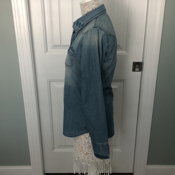 Long Sleeve Denim Top with Snaps - Picture 3 of 7